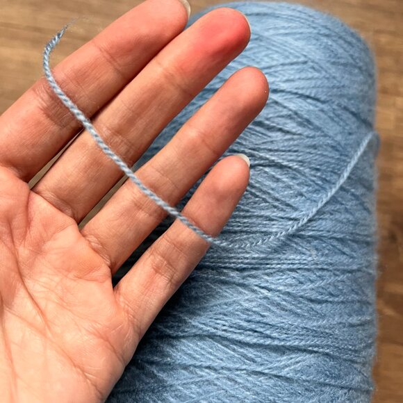 Brushed Cotton Blend Fiber Blue Fingering Weight Yarn Cone - Picture 3 of 8